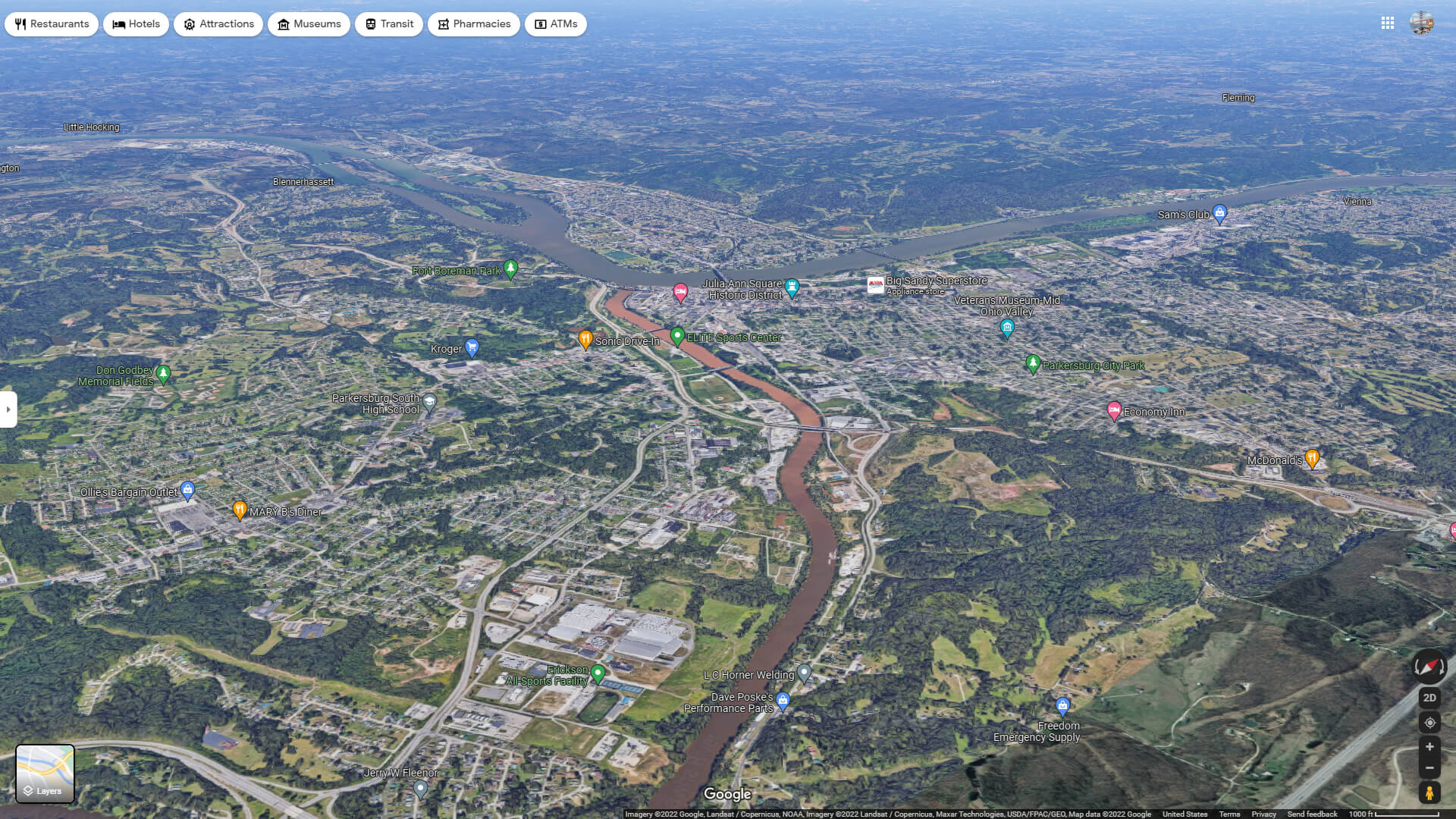 Parkersburg Aerial Map West Virginia